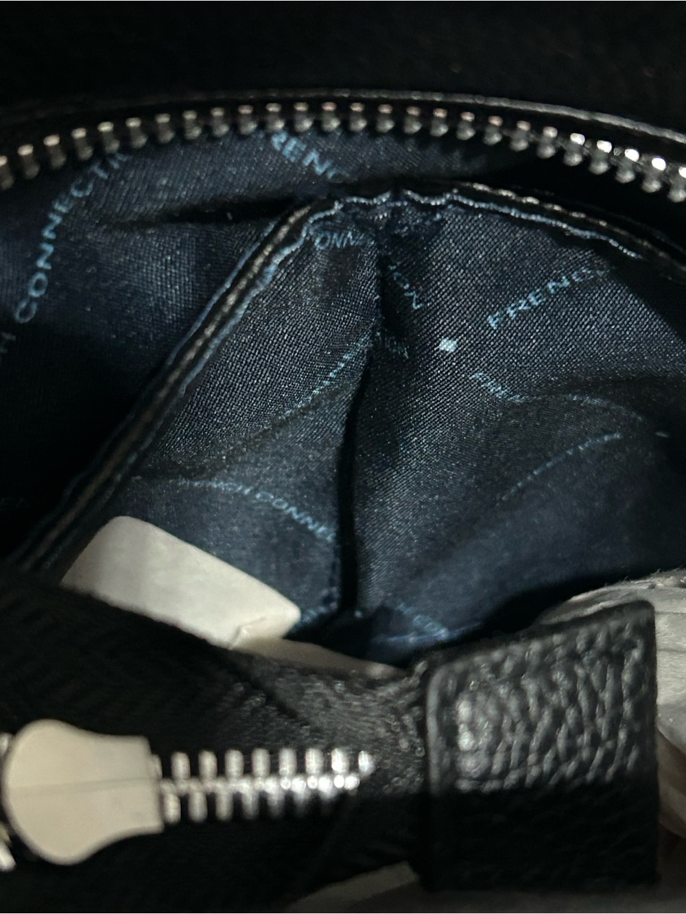NWT French Connection Black Pebbled Top-Handle Satchel with Front Zip - Picture 4 of 12